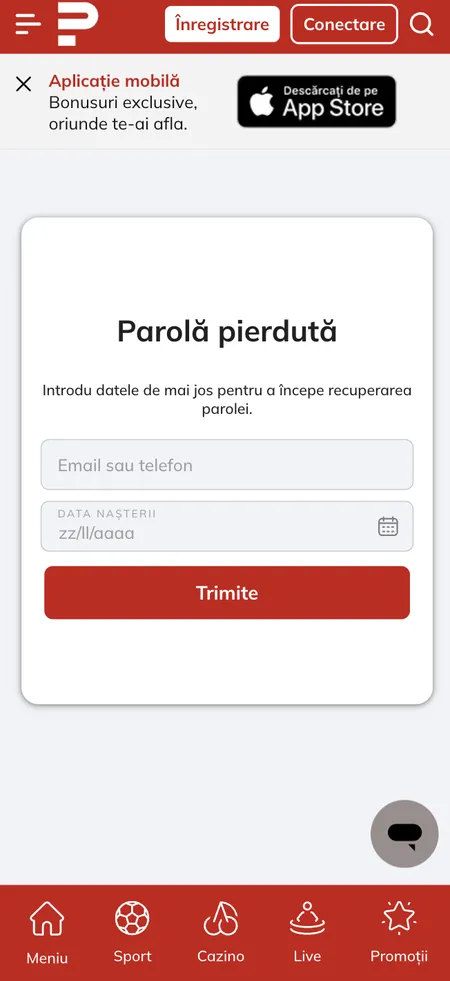 Modulo recupero password Powerbet